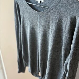 Madewell Modern Tie- Front Charcoal Long Sleeve Tee